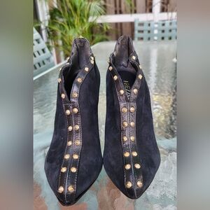 Black Suede Studded Women's Ankle Boots